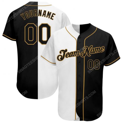 Custom team name white-black old gold baseball jersey 1 - Copy (2)
