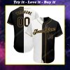 Custom team name white-black old gold baseball jersey
