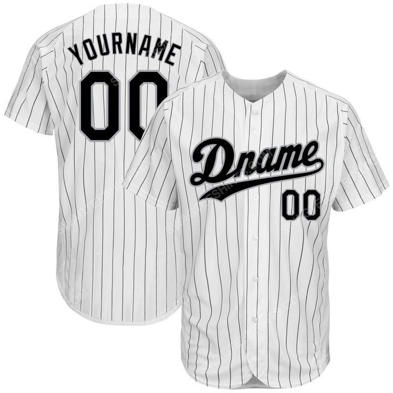 Custom team name white black strip black full printed baseball jersey 1 - Copy (2)