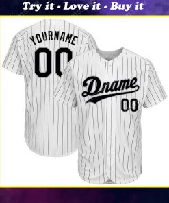 Custom team name white black strip black full printed baseball jersey