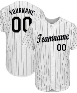 Custom team name white black strip black-gray baseball jersey 1