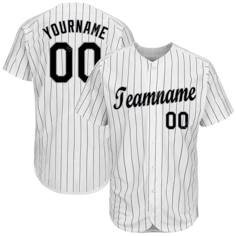 Custom team name white black strip black-gray baseball jersey 1 - Copy (2)