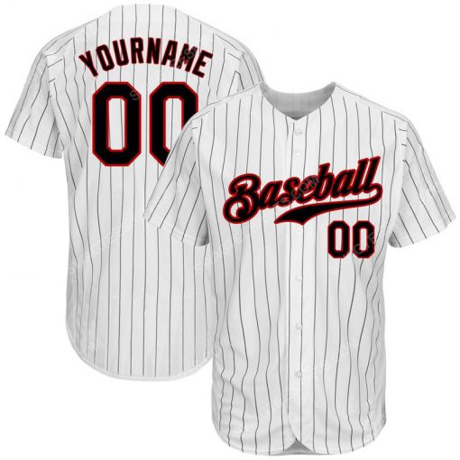 Custom team name white black strip black-red baseball jersey 1 - Copy (2)
