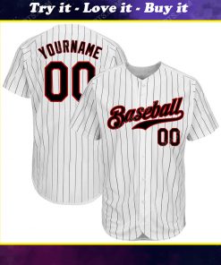 Custom team name white black strip black-red baseball jersey