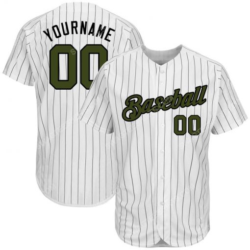 Custom team name white black strip olive-black memorial day baseball jersey 1 - Copy