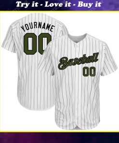 Custom team name white black strip olive-black memorial day baseball jersey