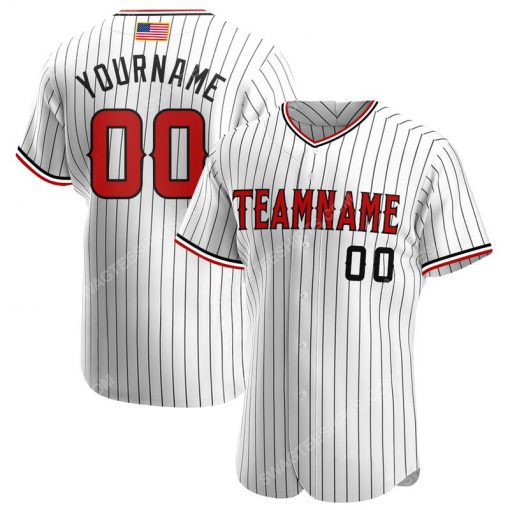 Custom team name white black strip red-black american flag baseball jersey 1