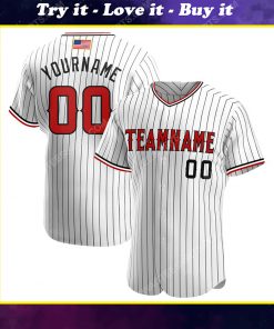 Custom team name white black strip red-black american flag baseball jersey