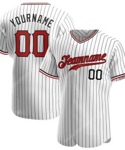 Custom team name white black strip red-black baseball jersey 1