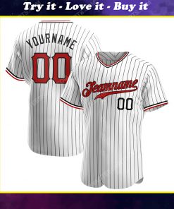 Custom team name white black strip red-black baseball jersey