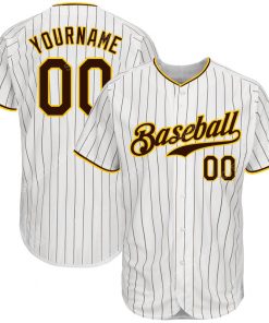 Custom team name white brown strip brown-gold full printed baseball jersey 1