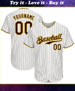 Custom team name white brown strip brown-gold full printed baseball jersey