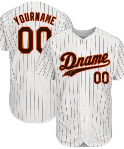 Custom team name white brown strip brown-orange baseball jersey 1