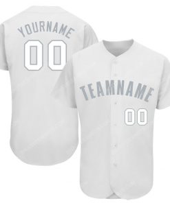 Custom team name white gray full printed baseball jersey 1
