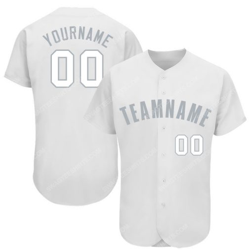 Custom team name white gray full printed baseball jersey 1