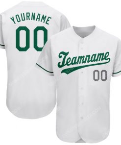 Custom team name white kelly green-gray st patrick's day baseball jersey 1