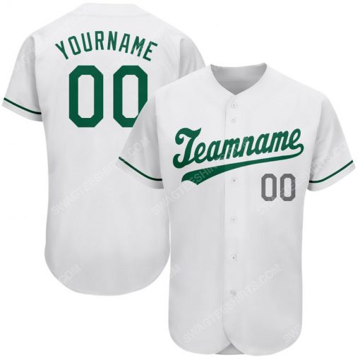 Custom team name white kelly green-gray st patrick's day baseball jersey 1 - Copy (3)