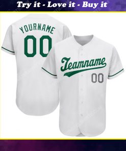 Custom team name white kelly green-gray st patrick's day baseball jersey