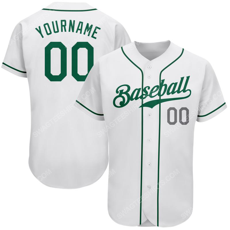 Custom team name white kelly green-light gray full printed baseball jersey 1 - Copy (2)