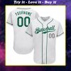 Custom team name white kelly green-light gray full printed baseball jersey