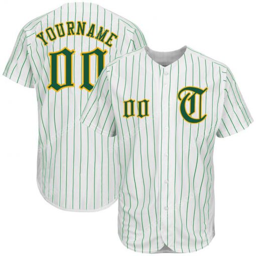 Custom team name white kelly green strip kelly green-gold baseball jersey 1 - Copy (3)