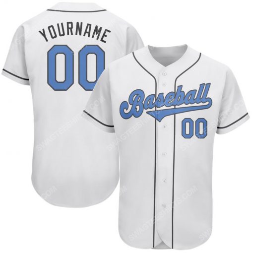 Custom team name white light blue-dark gray father's day baseball jersey 1