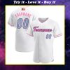 Custom team name white light blue-pink american flag baseball jersey