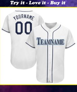 Custom team name white navy-powder blue full printed baseball jersey
