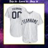 Custom team name white navy strip navy full printed baseball jersey
