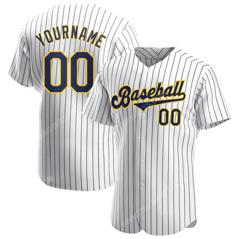 Custom team name white navy strip navy-gold full printed baseball jersey 1 - Copy (2)