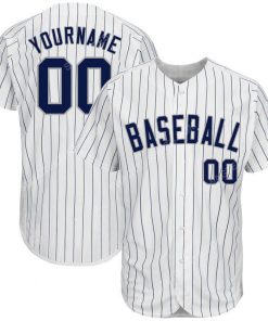Custom team name white navy strip navy-gray full printed baseball jersey 1 - Copy