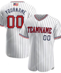 Custom team name white navy strip red-navy american flag baseball jersey 1