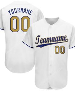 Custom team name white old gold-royal full printed baseball jersey 1