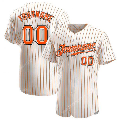 Custom team name white orange strip orange-black full printed baseball jersey 1