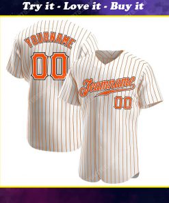 Custom team name white orange strip orange-black full printed baseball jersey