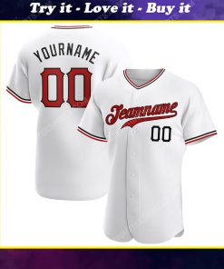 Custom team name white red-black full printed baseball jersey