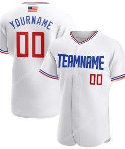 Custom team name white red-royal american flag baseball jersey 1