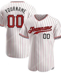 Custom team name white red strip red-black full printed baseball jersey 1