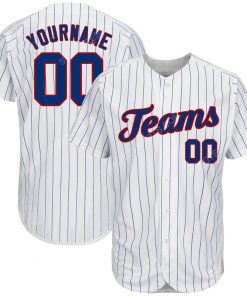 Custom team name white royal blue strip royal-red full printed baseball jersey 1