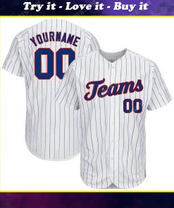 Custom team name white royal blue strip royal-red full printed baseball jersey