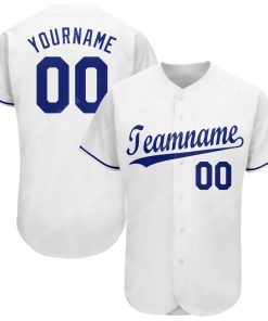Custom team name white royal full printed baseball jersey 1
