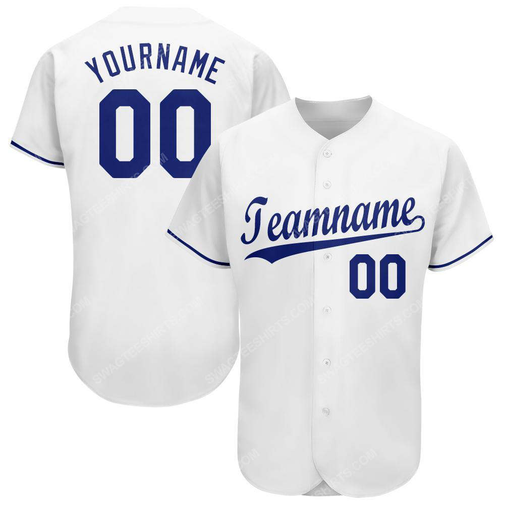 Custom team name white royal full printed baseball jersey 1 - Copy (2)