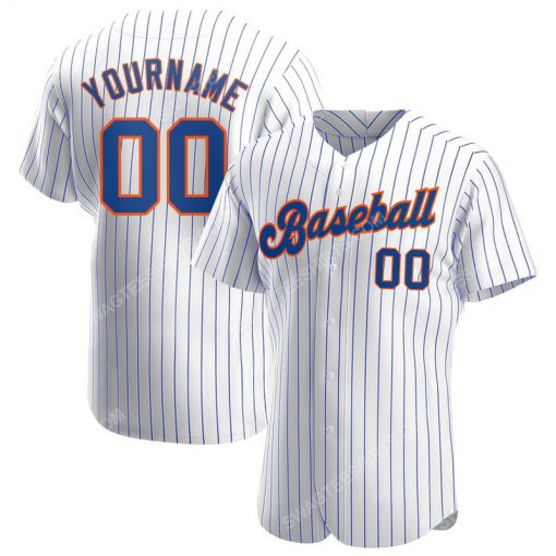 Custom team name white royal strip royal-orange baseball jersey 1