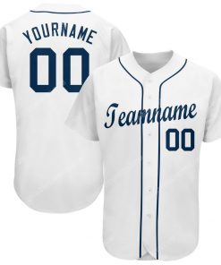 Custom team name white strip navy full printed baseball jersey 1 - Copy