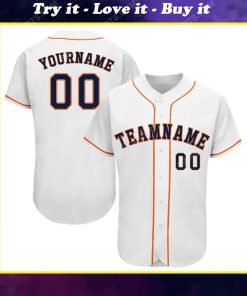 Custom team name white strip navy-orange full printed baseball jersey