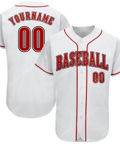 Custom team name white strip red-black full printed baseball jersey 1