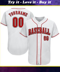 Custom team name white strip red-black full printed baseball jersey
