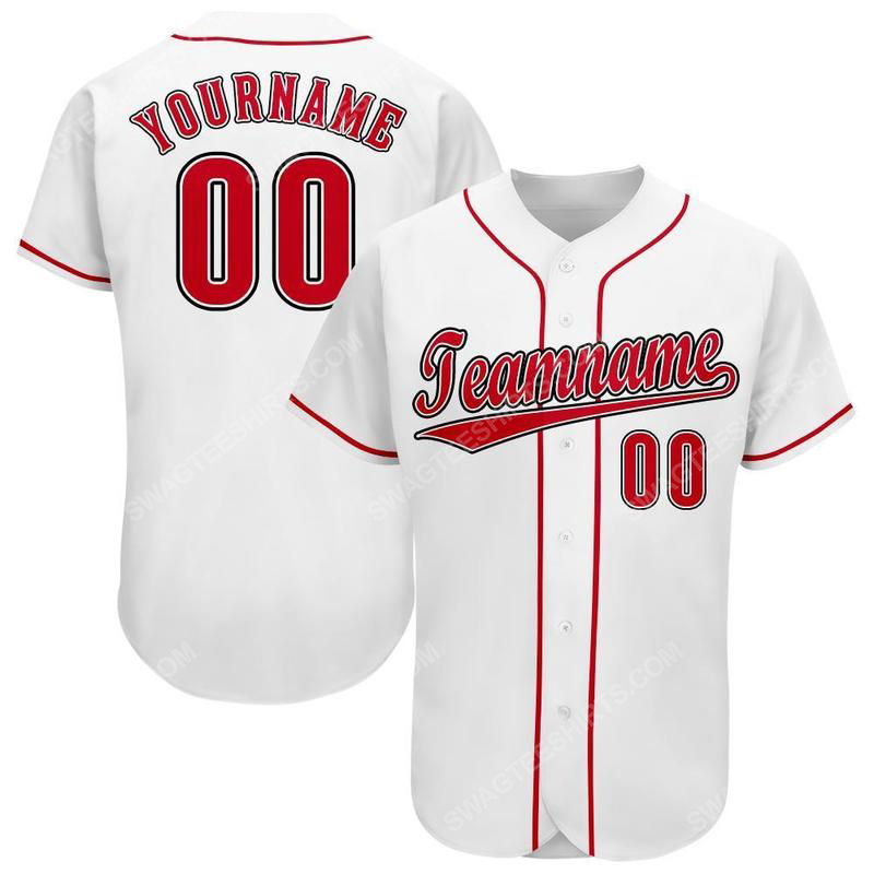 Custom team name white strip red full printed baseball jersey 1 - Copy (2)