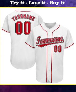 Custom team name white strip red full printed baseball jersey