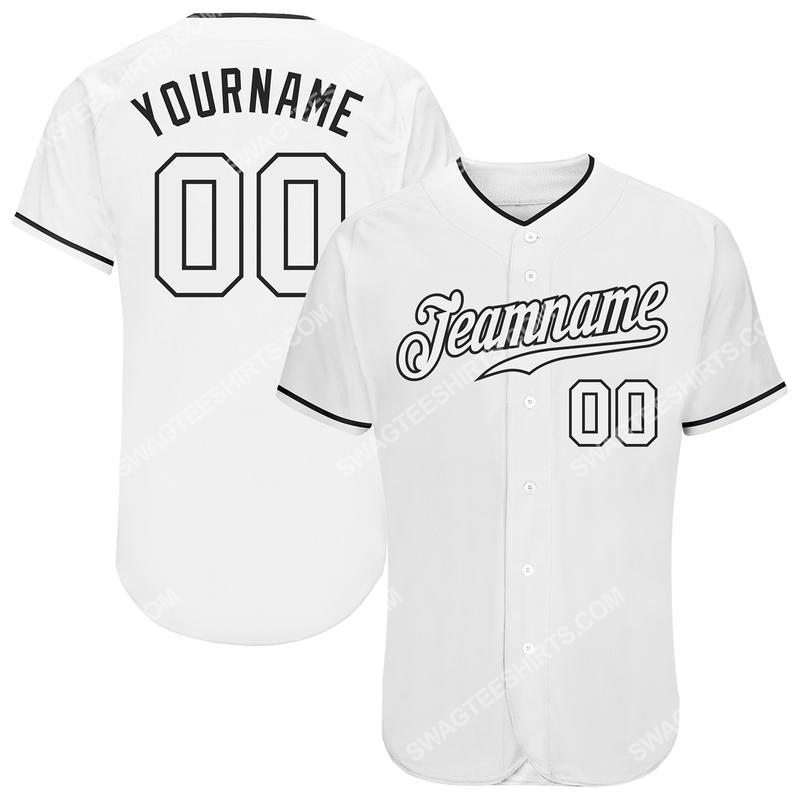 Custom team name white strip white-black full printed baseball jersey 1 - Copy (2)